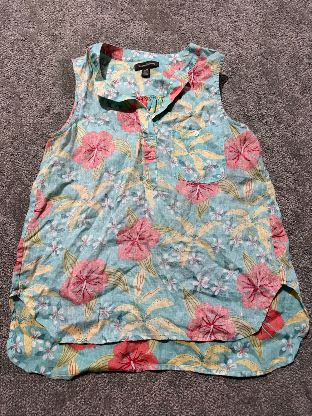 Tommy Bahama 100% linen women’s sleeveless floral shirt size medium so soft - Picture 2 of 8